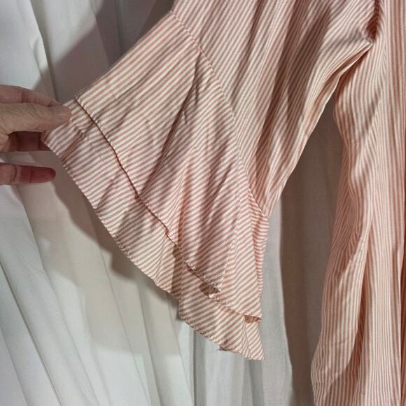 Como Blu plus size 2x orange white stripe boho bell sleeve lightweight tunic top - Picture 9 of 16